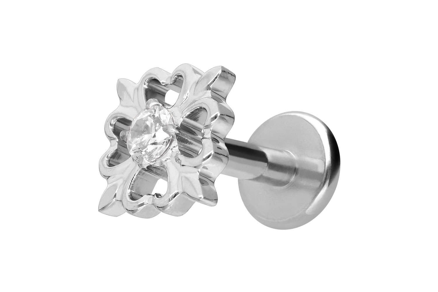 Titan Labret Piercing mit Innengewinde KLEEBLATT